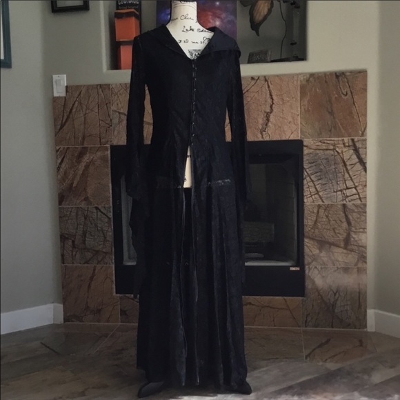 NEW Black Lace Hooded Corset Layering Coverup - Picture 2 of 6